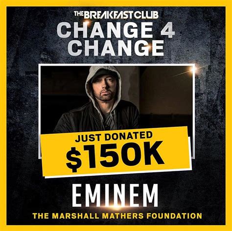 how much money has eminem donated to charity|Eminem makes donation to Spartan Strong fund .